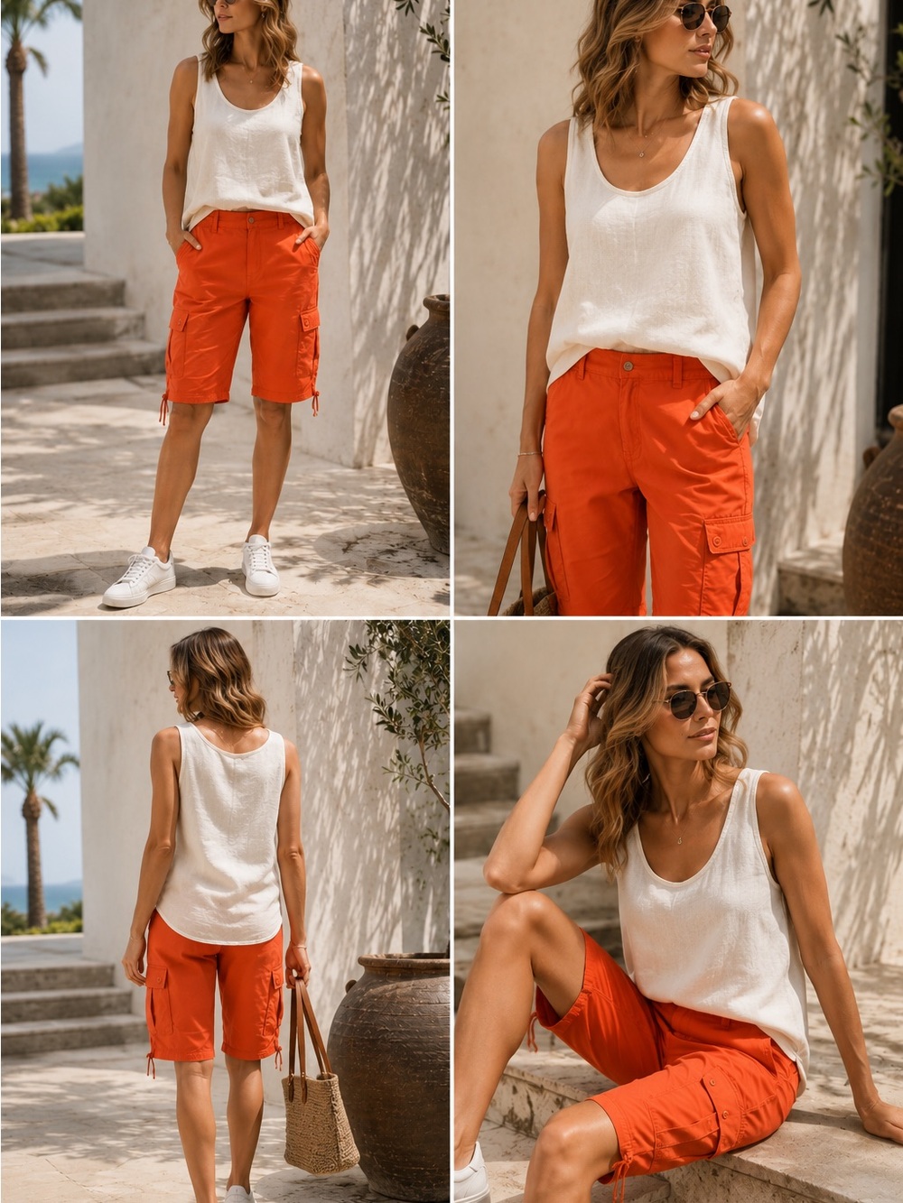 Caribbean Joe Coral Cargo Bermuda Shorts Women’s Size 14 Tropical Casual